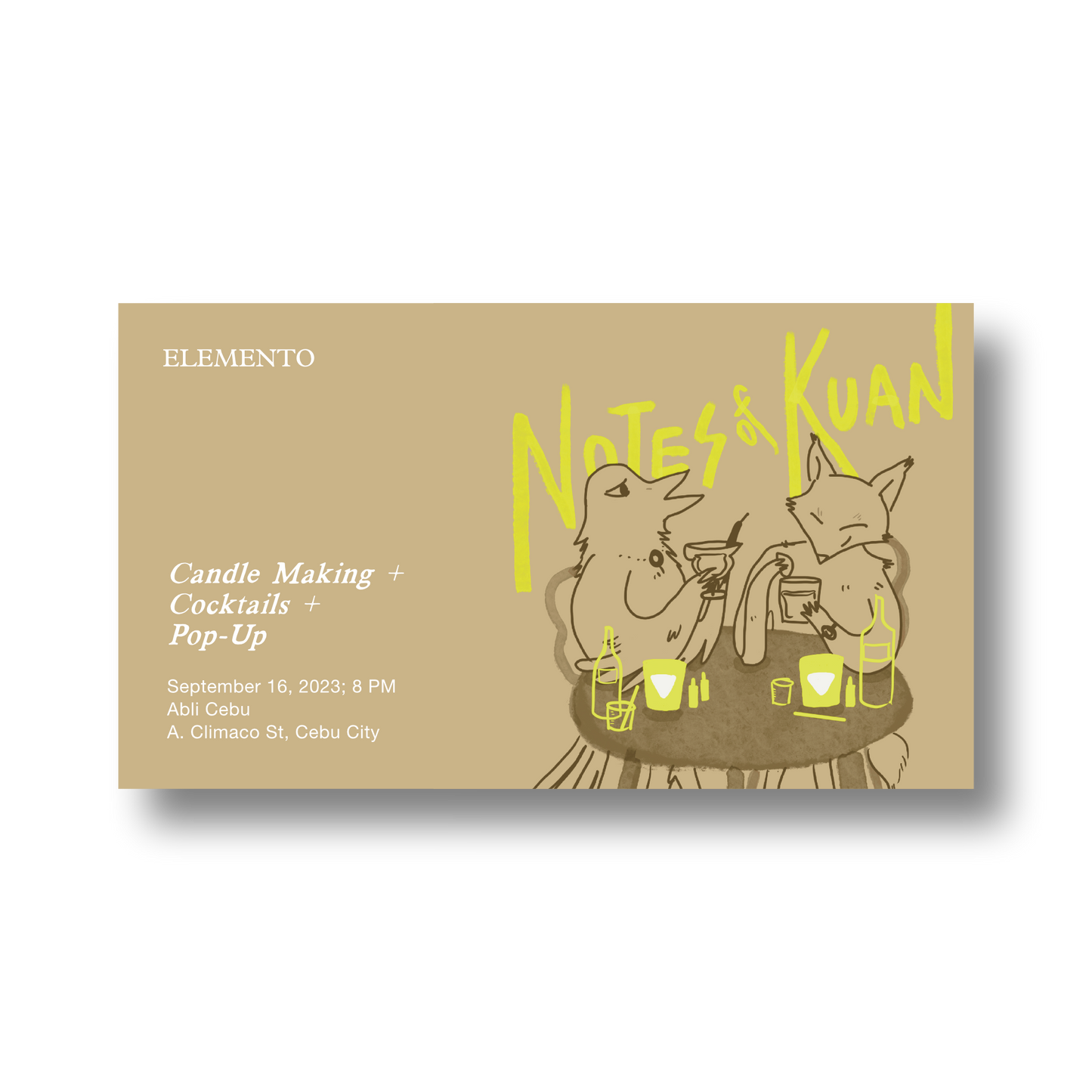 Notes of Kuan: A Candle Making Workshop, Cocktail Night & Pop-Up — 9/16/23; 8 to 10PM